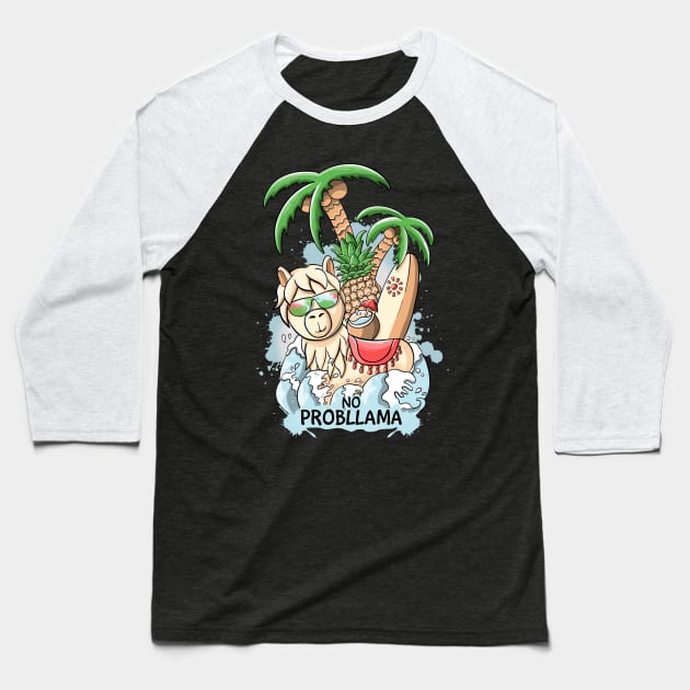 No Probllama summer vibes Baseball T-Shirt by MerchBeastStudio